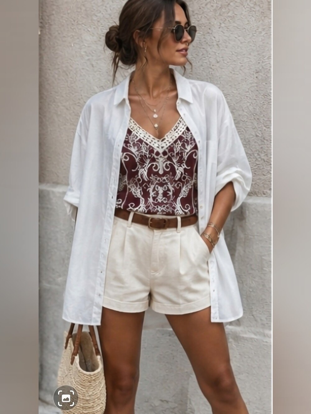 Ultra Pink Camisole Brown with White Embroidered Lace Top M NWT